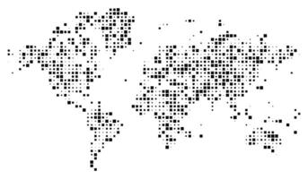 Squire shape dotted world map. Explore global geography with a dotted world map featuring abstract squire dot patterns and continental silhouettes. Elegance in cartography with modern art. vector