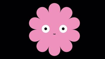 Loopable frame of a pink flower character with a soft smile and wide eyes, perfect for animated stickers or reaction content. video
