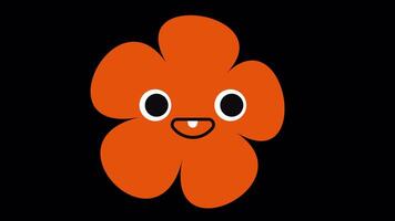 Loop frame of a quirky orange flower with a silly toothy smile, ideal for playful animations, stickers, or transparent overlays. video