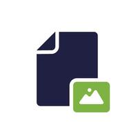 A sleek and modern digital file icon that includes a paper document alongside a small image thumbnail, making it an ideal representation for file attachments within various applications vector