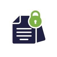 An icon symbolizing secure file management shows a document integrated with a padlock, conveying data protection and highlighting the importance of privacy in handling sensitive information vector