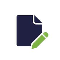 This is a simple and clean file icon that prominently features a document accompanied by a pencil. It effectively symbolizes the concepts of editing and documentation specifically in digital formats vector