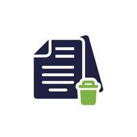 A modern, sleek design elegantly showcases a textfilled document positioned beside a trash bin, symbolizing the essential concepts of file management and the deletion process that organizations use vector