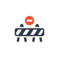 This icon symbolizes a roadblock and a prohibition sign, underscoring the vital need for work safety and heightened caution in construction zones and hazardous areas with potential risks vector