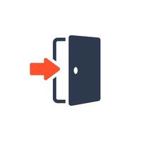 This unique icon signifies the importance of work safety, featuring an open door along with an exit arrow. Together, they symbolize safe egress and emergency preparedness for a variety of situations vector