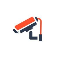 A stylized icon that vividly represents work safety featuring a surveillance camera, which is essential for ensuring secure and safe environments in various workplaces and protecting employees vector