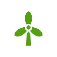 This green ecology icon symbolizes sustainable energy and promotes environmental awareness through its wind turbine design, reflecting commitment to planet protection and renewable practices vector