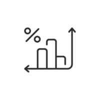 This linestyle icon features a detailed growth chart showcasing bars alongside a percentage symbol, making it ideal for use in finance, analytics, and various business presentations and discussions vector