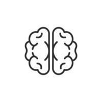 This is an editable stroke icon that depicts a brain using a minimalist line design. It is an ideal choice for themes that revolve around education, knowledge, science, and medical fields vector
