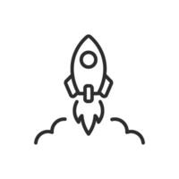 This minimalist rocket icon represents innovation, startups, and growth. Its editable design adds a modern touch, ideal for branding and presentations, symbolizing adventure and future technology vector