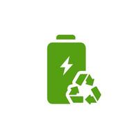 The green battery icon with a recycling arrow, symbolizes sustainable energy and highlights the need for responsible battery waste management to protect the environment and future generations vector