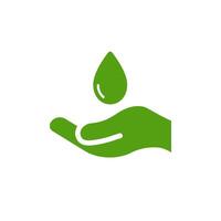 This striking ecology icon depicts a hand cradling a water drop, highlighting the essential need for environmental sustainability and water conservation in our communities and beyond vector