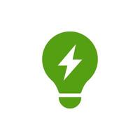 This green lightbulb icon with a lightning bolt symbolizes energy efficiency and ecological awareness, ideal for sustainable design projects promoting environmental consciousness and innovation vector