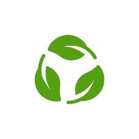 This minimalistic green ecology icon features leaves intertwined with a recycling symbol, capturing the essence of sustainability and promoting environmental awareness and responsibility vector