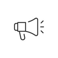 A simple and editable line art icon depicting a megaphone, which represents announcements, effective communication, and broadcasting. This icon is perfect for various design projects and purposes vector