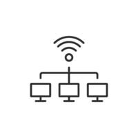 This icon represents network connectivity in a professional environment, emphasizing the importance of safe and efficient communication between devices and personnel in daily operations vector