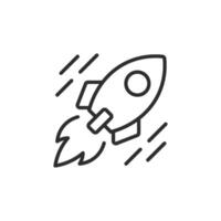 This striking rocket line icon symbolizes startups, tech advancements, and innovation, offering a versatile design for customization in branding, marketing, or illustrating entrepreneurial journeys vector