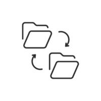This icon effectively represents file management, showcasing two folders with arrows indicating exchange and rotation, highlighting organization and safety in data handling and storage vector