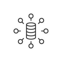 This icon illustrates the relationship between data storage and its elements, representing key concepts like data management, safety, and connectivity in modern information systems vector