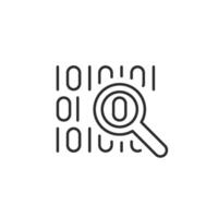 This icon symbolizes safety in data search, with a magnifying glass over binary code, emphasizing the importance of secure data management in our rapidly evolving digital landscape vector