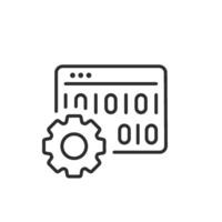 An icon that represents programming alongside gear settings, symbolizing the essential integration of advanced technology in actively promoting and enhancing workplace safety protocols effectively vector