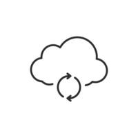The minimalist icon depicts a cloud with circular arrows, symbolizing data synchronization and cloud storage, essential for seamless information management and optimal accessibility across devices vector
