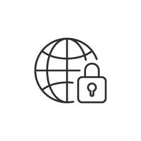 This image symbolizes work safety and cybersecurity, featuring a globe with a padlock to highlight the importance of protecting digital and physical work environments from threats vector