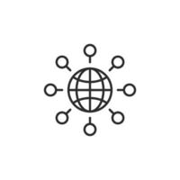 This modern icon represents global work safety, featuring interconnected nodes around the globe, symbolizing recognized safety protocols and effective communication implemented worldwide vector