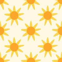 Yellow Sun Repeating Pattern Design, Summer seamless pattern vector