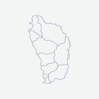 Minimalist map Dominica. Outline map with division to region. Dominica map isolated on white background illustration vector