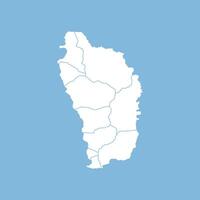 Blue flat map of Dominica with division to region. Dominica map isolated on white background illustration vector