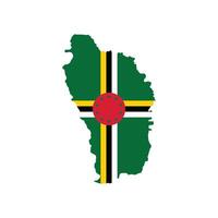 Flat Dominica outline map with national flag. Dominica map isolated on white background. Illustration map vector