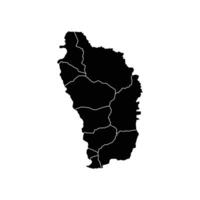 Flat Dominica map with division to region. Dominica map isolated on white background. Illustration vector