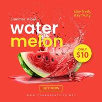 Red Yellow Watermelon Summer Vibes Instagram Post template