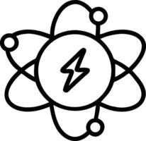 Illustration of an atom with a lightning bolt inside the nucleus and orbiting electrons shown around it vector