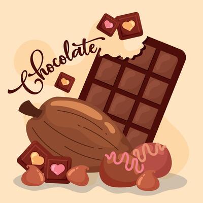 Chocolate and cocoa beans.