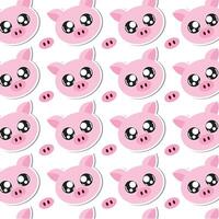 Smiling pig face repeat. vector