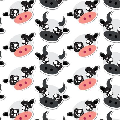 Cute Cow Faces Pattern.