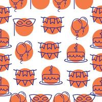 Orange party pattern icons. vector