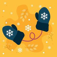 Dark mittens with snowflake. vector