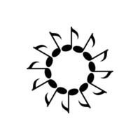 Circle Shape Created by Musical Notation Icon Symbol, can use for Logo, Pictogram, Emblem, Musical Illustration, Decoration, Ornate, Cover, Framework or Graphic Design Element. vector