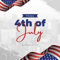 red blue minimalist 4th of july instagram post template