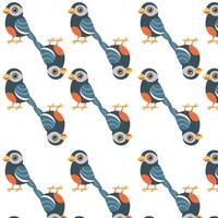 Vibrant Seamless Pattern with Colorful Birds and Geometric Designs vector