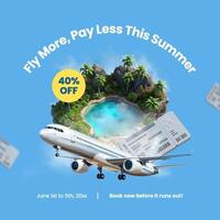blue yellow modern airplane ticket summer sale template