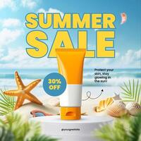 blue  yellow modern skincare summer sale template