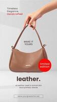 Grey Minimalist Local Leather Handbag Instagram Story template