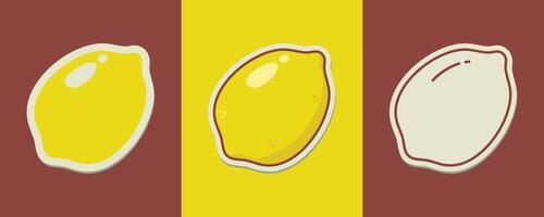 Lemon sticker in three different styles vector