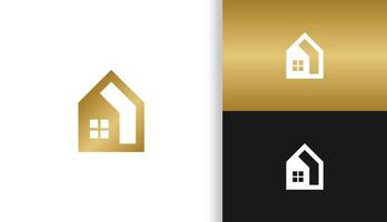 SIMPLE HOUSE LOGO IN GOLD FOR CONSTRUCTION COMPANY vector