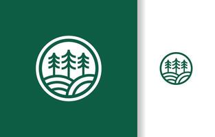 PINE TREE LOGO WITH GREEN COLOR FOR NATURE, SIMPLE PINE TREE LINE LOGO, CREATIVE MINIMAL DESIGN TEMPLATE vector