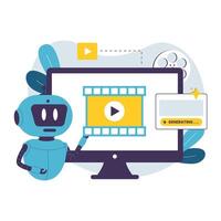 Flat Illustration of AI Robot Generating Content vector